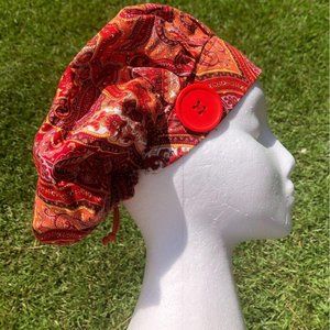 Women's Adjustable Surgical Bouffant /Cap w Buttons Paisley